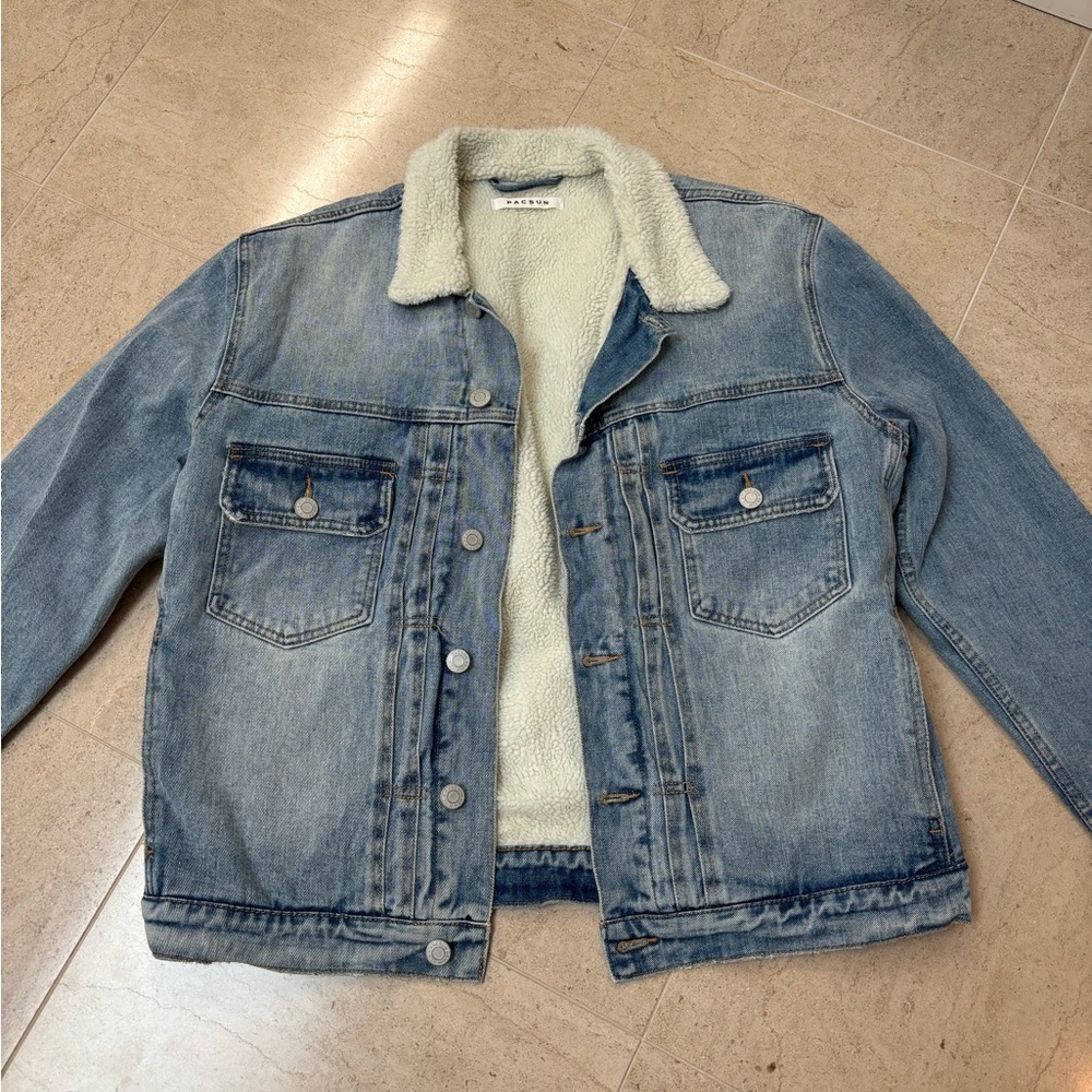 Pacsun Sherpa-Lined Denim Jacket - Size L